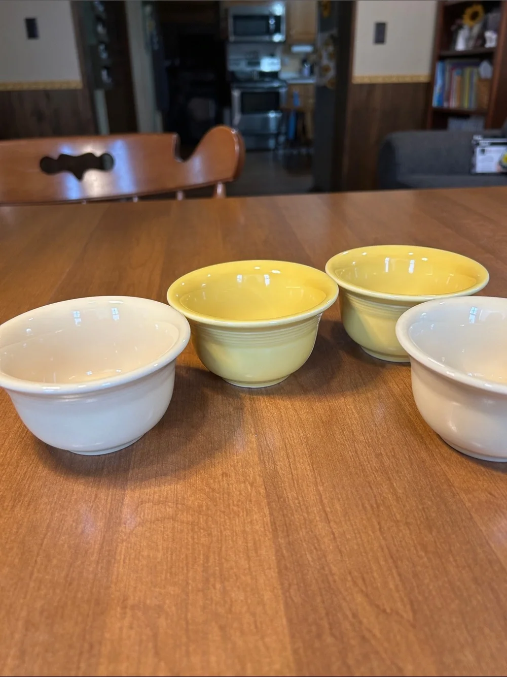 Four Fiesta Berry Bowls - Yellow and Cream (Set of 4)